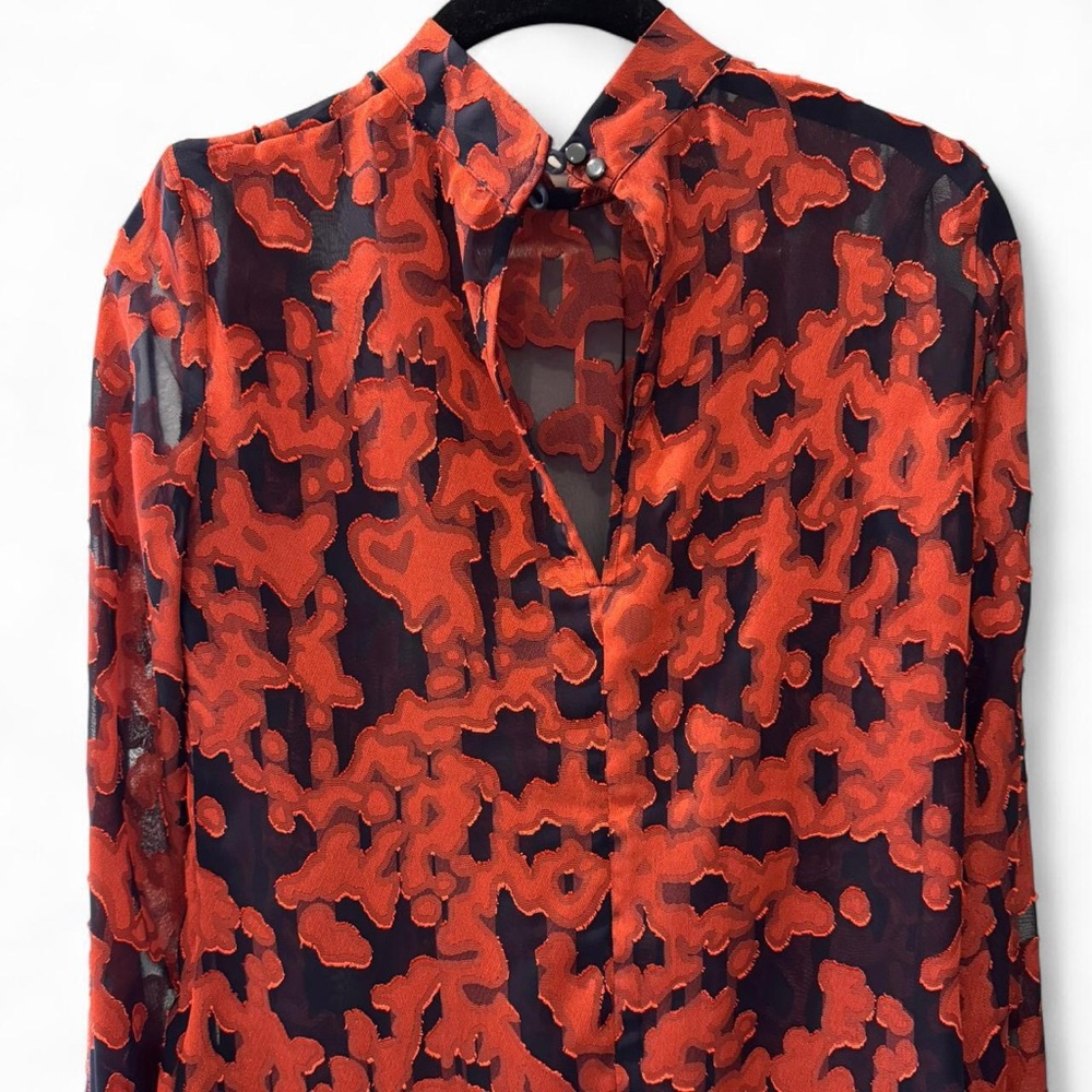 Aritzia Red and Black Sheer Top